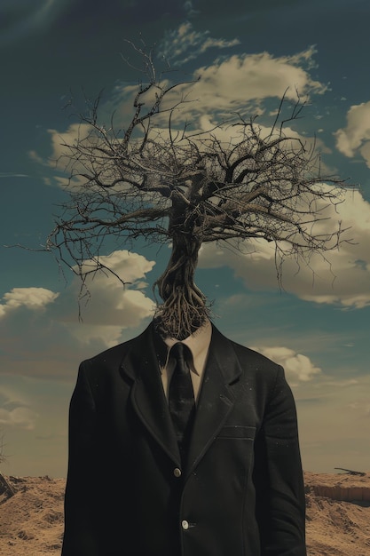 Photo a man with a mask and a sky with clouds in the background