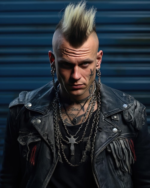 a man with a mohawk and a mohawk on his head