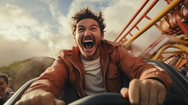 Foto uomo con la bocca aperta in macchina