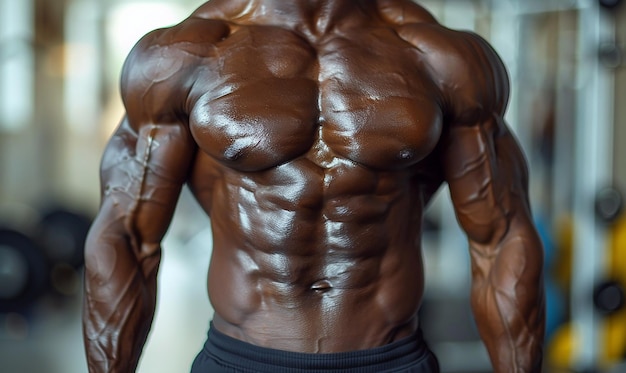 a man with a muscular body poses for a photo