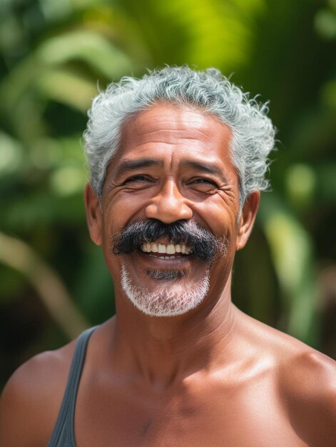 Photo a man with a mustache and a beard is smiling