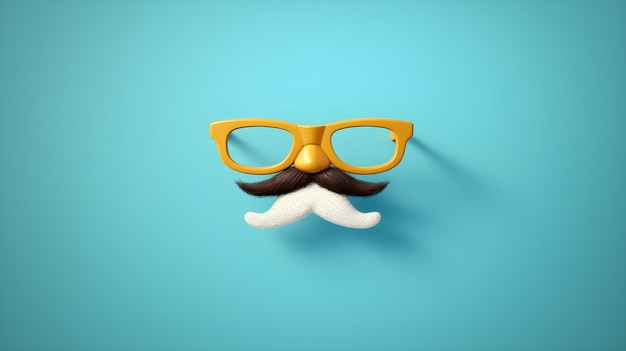 Photo a man with a mustache and glasses on a blue background.