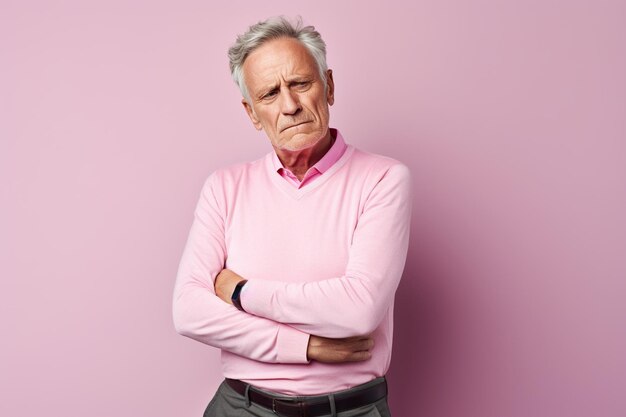 Man with pain on pink background