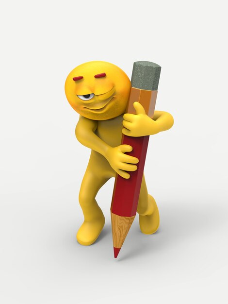 The man with the pencil. 3D illustration