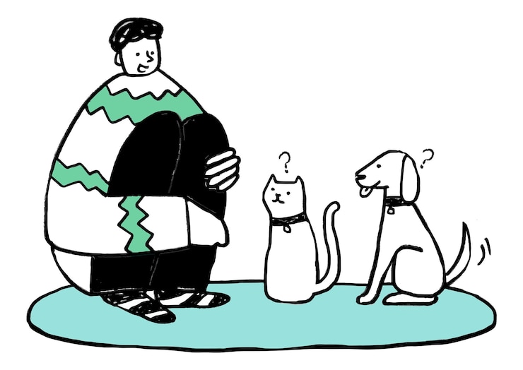 Photo man with pet png sticker doodle on transparent background