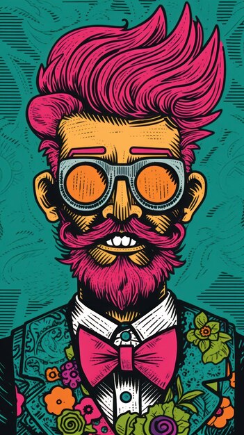 Photo a man with a pink beard and sunglasses ai