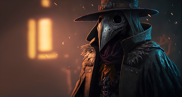 Man with a plague doctor mask