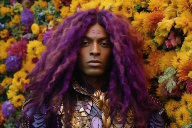 man-with-purple-hair-gold-necklace-stands-front-wall-flowers_853177-14014.jpg