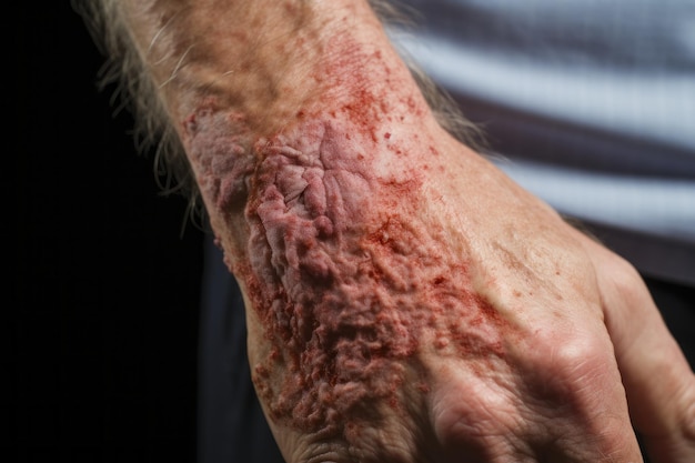 a man with a rash on his arm