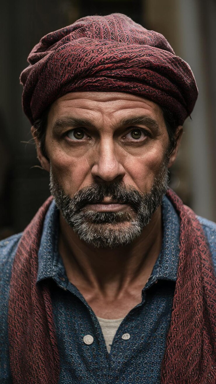 Photo a man with a scarf that says no