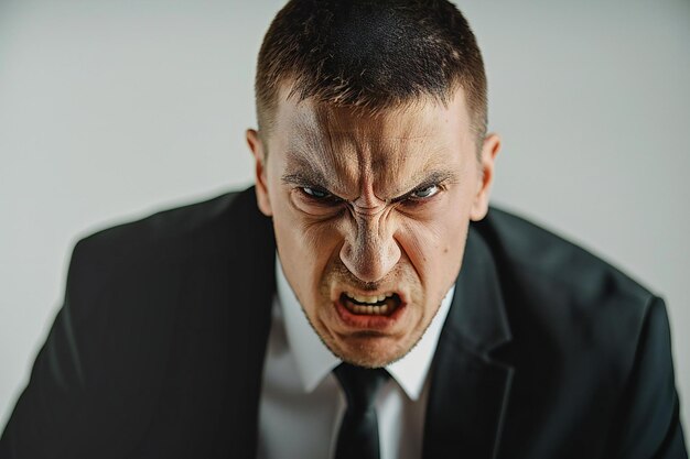 Photo a man with a serious face and a serious expression on his face
