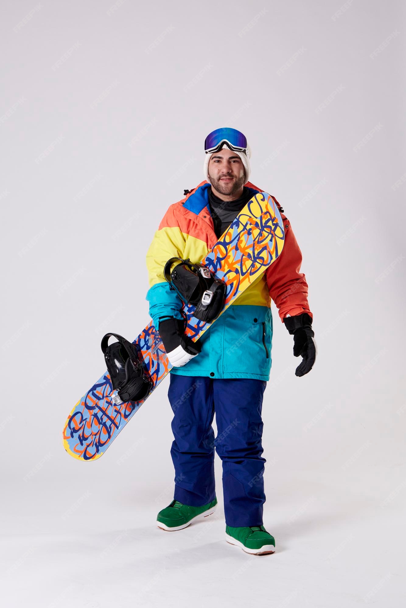 Premium Photo Man with clothing a snowboard