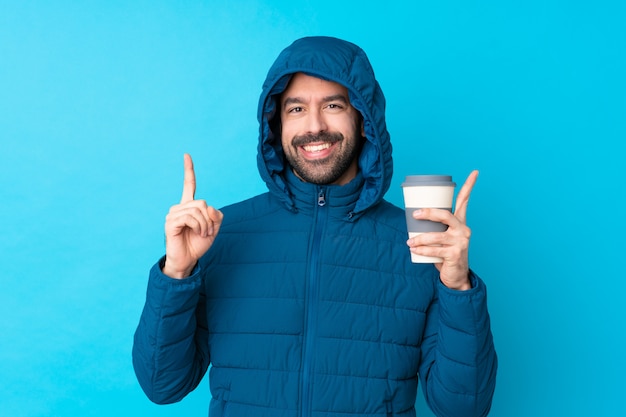 Man with snow coat