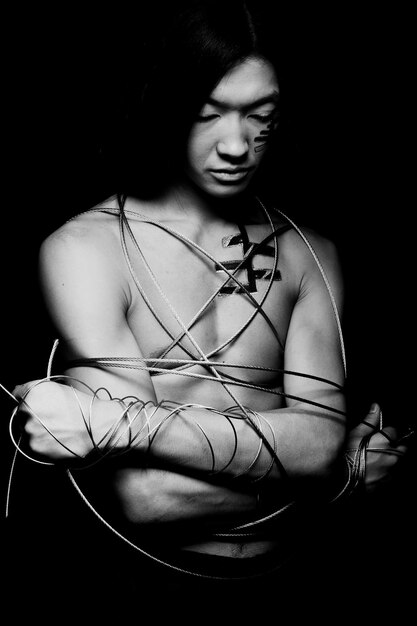 Man with steel wire