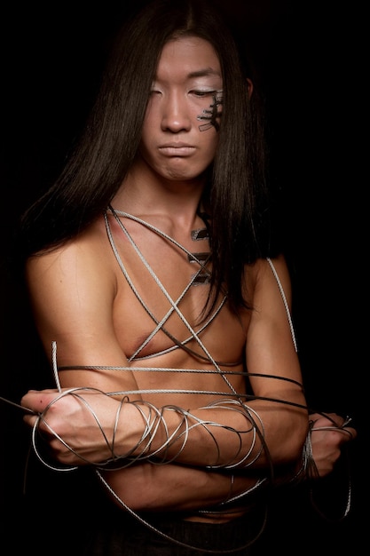 Man with steel wire