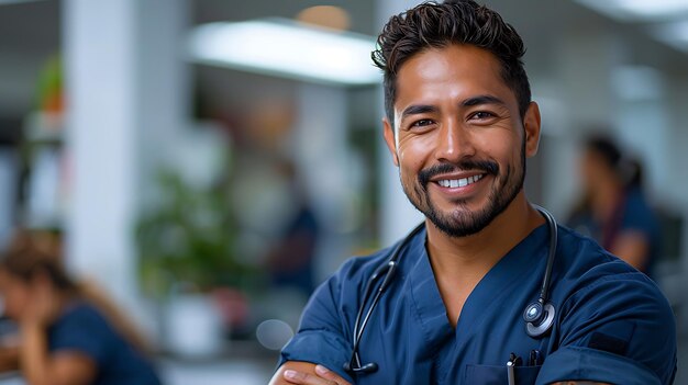 Photo a man with a stethoscope around his neck