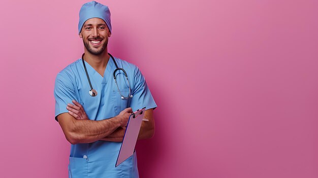 Photo a man with a stethoscope around his neck