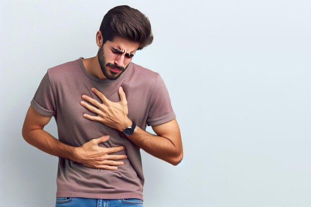 Foto un uomo con mal di stomaco