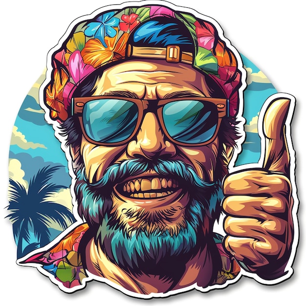 Photo man with sunglasses and beard giving thumbs up