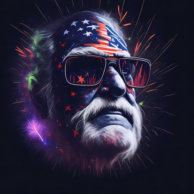 Photo a man with sunglasses and a flag with the stars on it