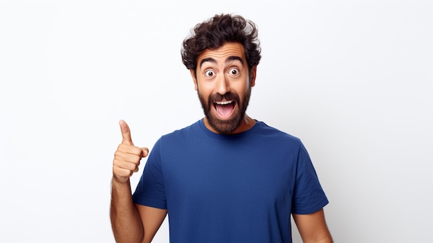 A man with a surprised expression on his face on white background