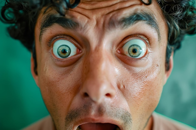 Photo a man with a surprised expression on his face