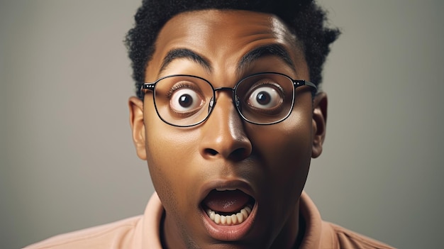 A man with a surprised face and glasses