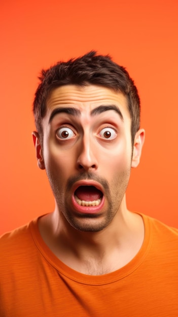 A man with a surprised face has a big nose and a big nose.