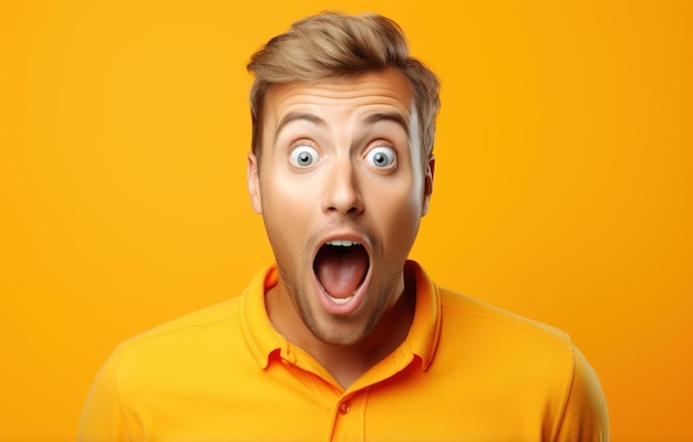 Man with surprised facial expression