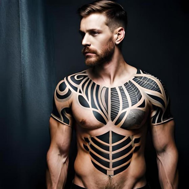 Man with a tattoo on his chest