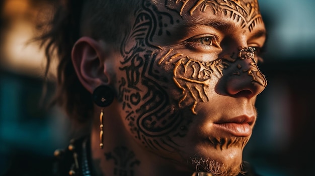 A man with a tattoo on his face