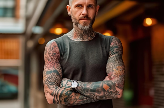 A man with tattoos on his arms Generative AI