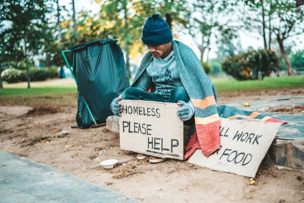 Man with text on the ground
