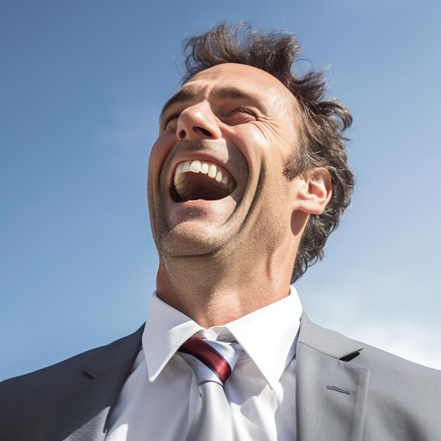 a man with a tie that says " he is happy ".