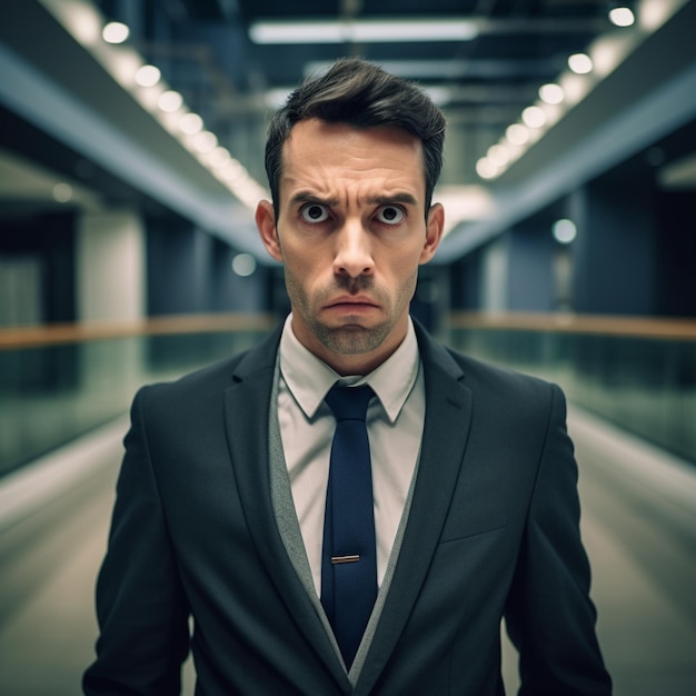 A man with a tie that says " he's a weird face ".