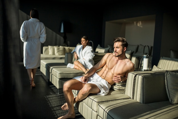 Man with a towel in a room