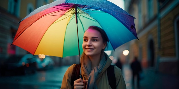 Man with an umbrella as a sign of Solidarity with Pride Lgbtq Generative AI