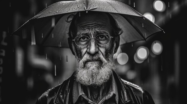 A man with an umbrella in the rain