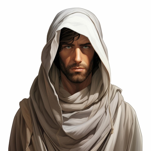 Man with Veil 2d cartoon illustraton on white background