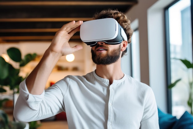 man with virtual reality device