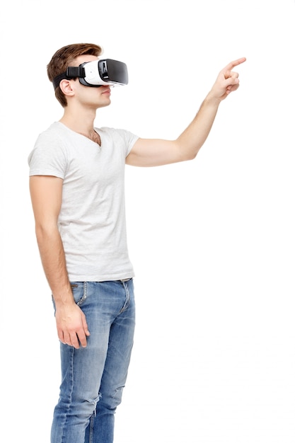 Man with virtual reality goggles