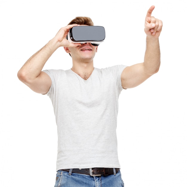 Man with virtual reality goggles