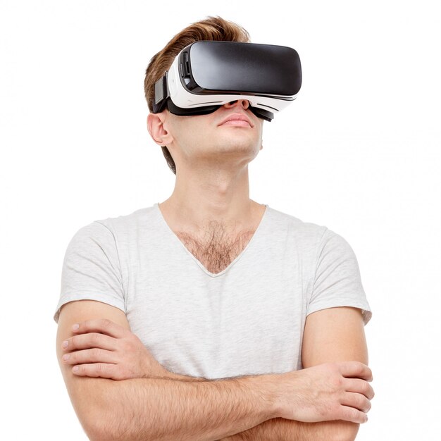 Man with virtual reality goggles