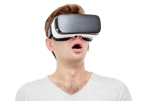 Man with virtual reality goggles