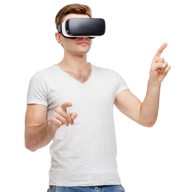 Man with virtual reality goggles