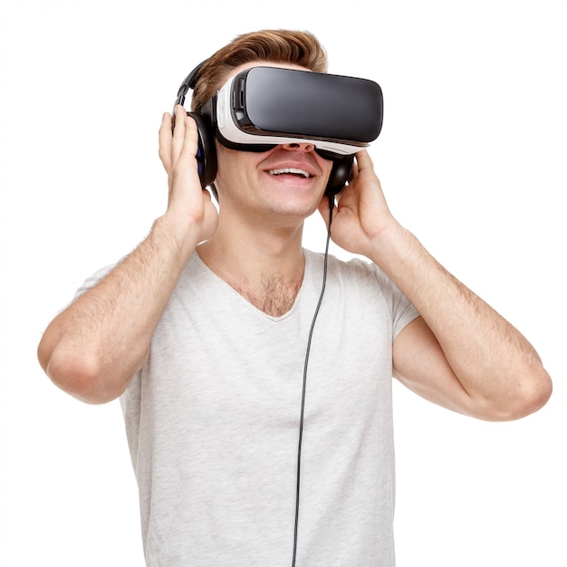 Man with virtual reality goggles