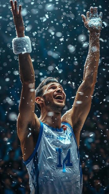 Photo a man with a water bottle on his head