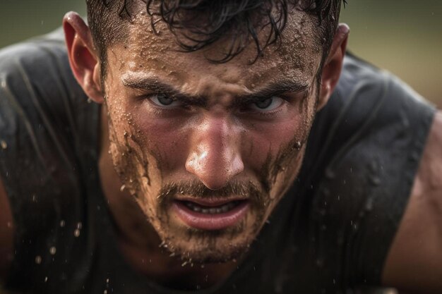 A man with a wet face and a wet face with water splashing around his face.