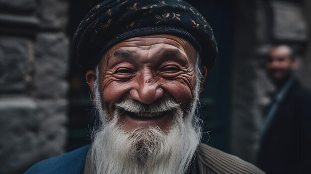 A man with a white beard smiles at the camera.