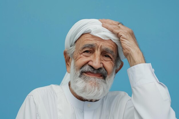 Photo a man with a white beard and a white hat